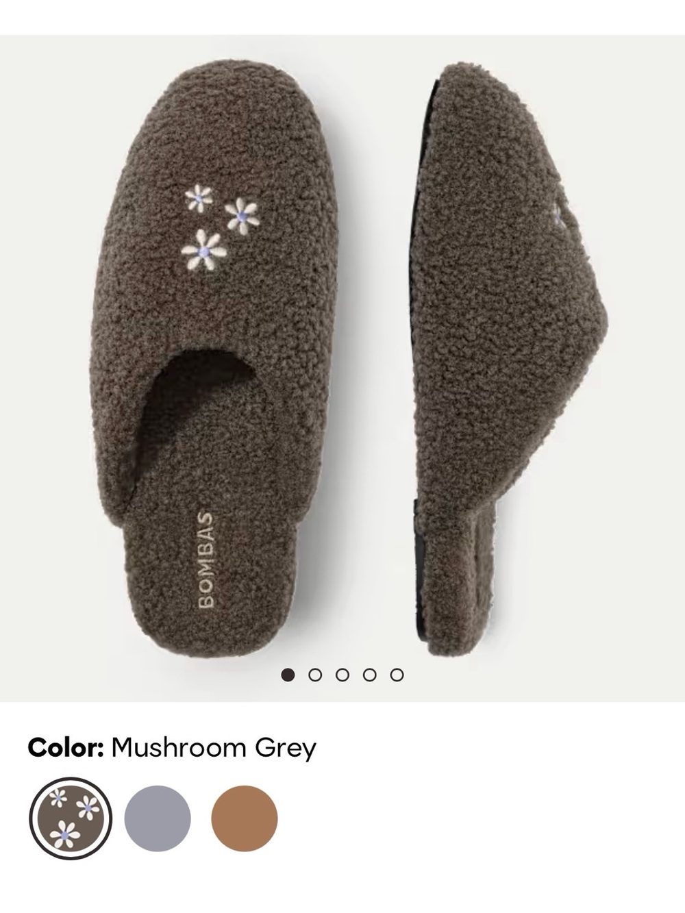 Bombas Sunday Mule Sherpa Slippers with Daisy Embroidery - Picture 2 of 5